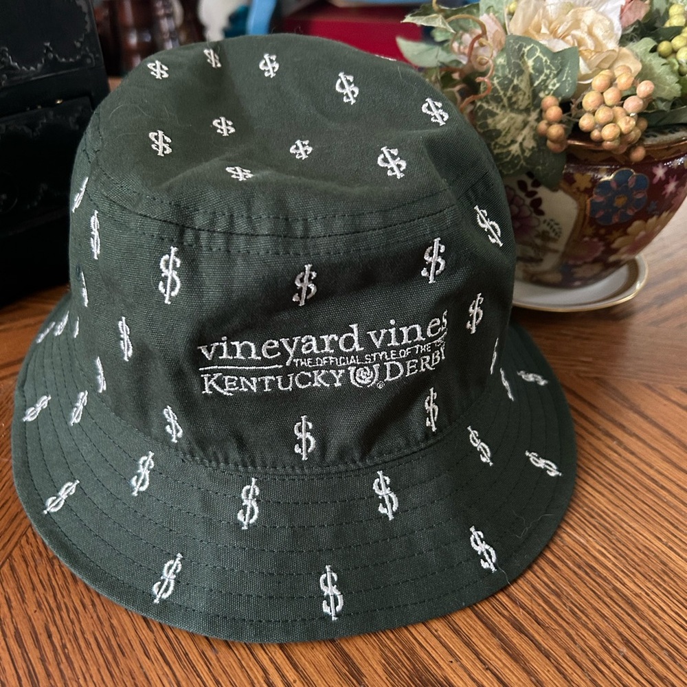 Vineyard Vines Hunter Green Bucket Hat w Dollar Signs - Picture 14 of 14